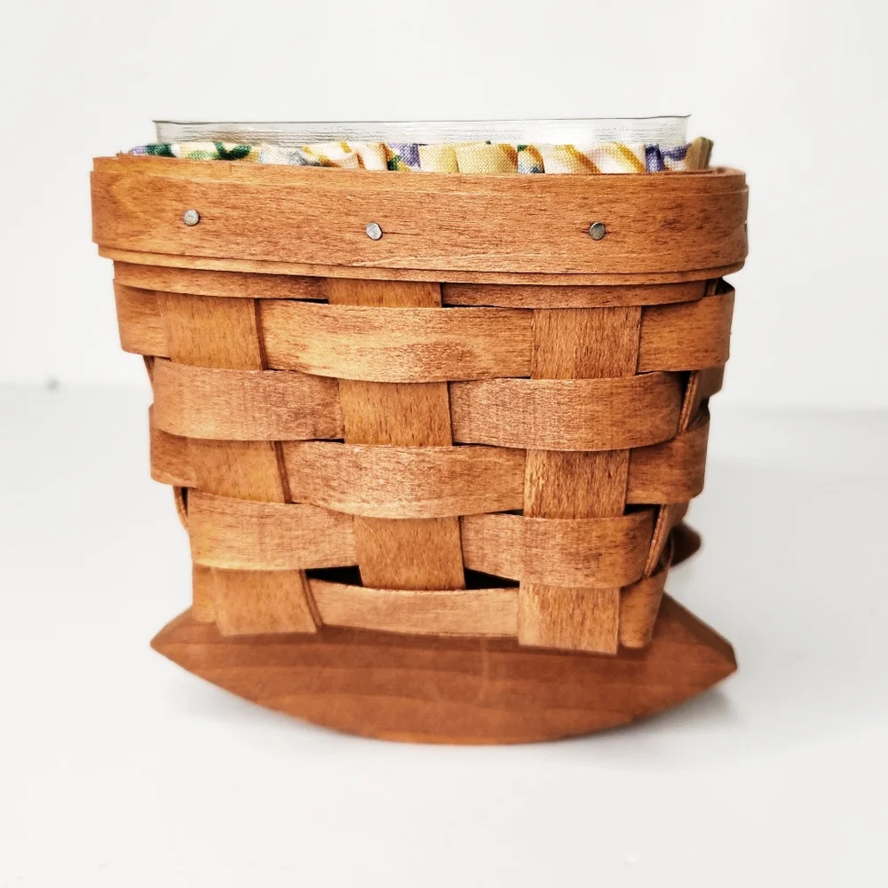 Vintage 1993 Longaberger Cradle Basket with Cloth and Plastic Liner Paperwork